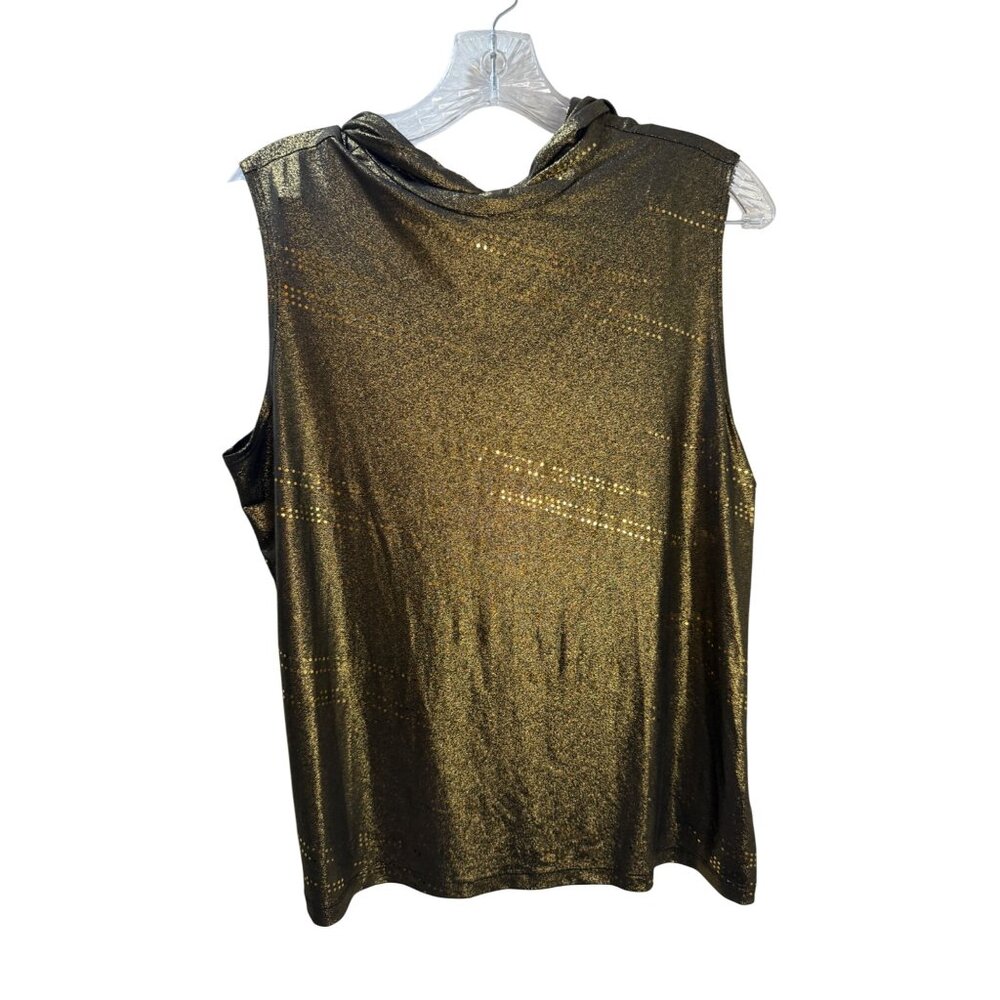 Metallic Gold Sleeveless‎ Hooded Top